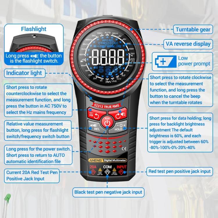 ANENG Portable High-precision Rotating Disk Intelligent Fully Automatic Multimeter(SZ312) - Digital Multimeter by ANENG | Online Shopping UK | buy2fix