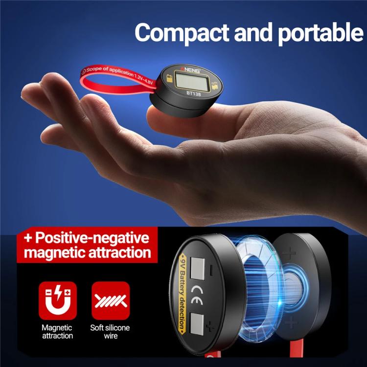 ANENG Portable Magnetic Battery Voltage Capacity Tester(BT138) - Battery & Resistance Tester by ANENG | Online Shopping UK | buy2fix