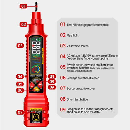 ANENG Multi-Function Power Socket Digital Phase Meter(Red US Plug) - Other Tester Tool by ANENG | Online Shopping UK | buy2fix