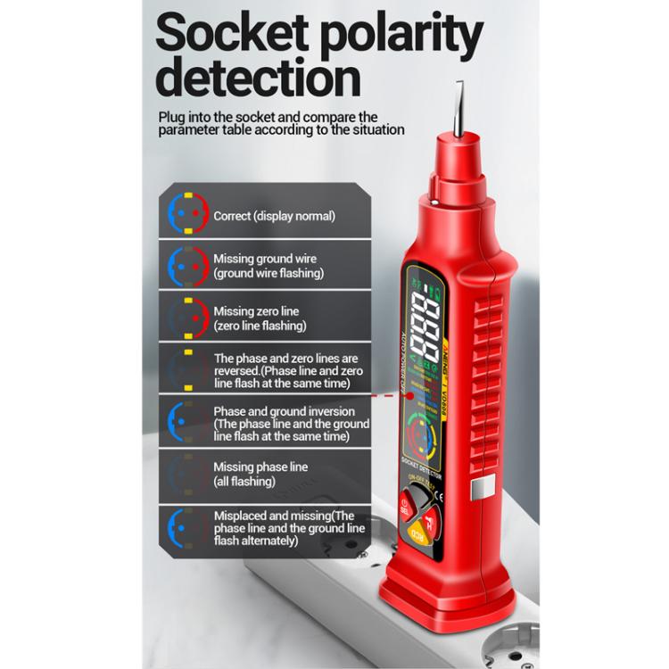 ANENG Multi-Function Power Socket Digital Phase Meter(Red US Plug) - Other Tester Tool by ANENG | Online Shopping UK | buy2fix