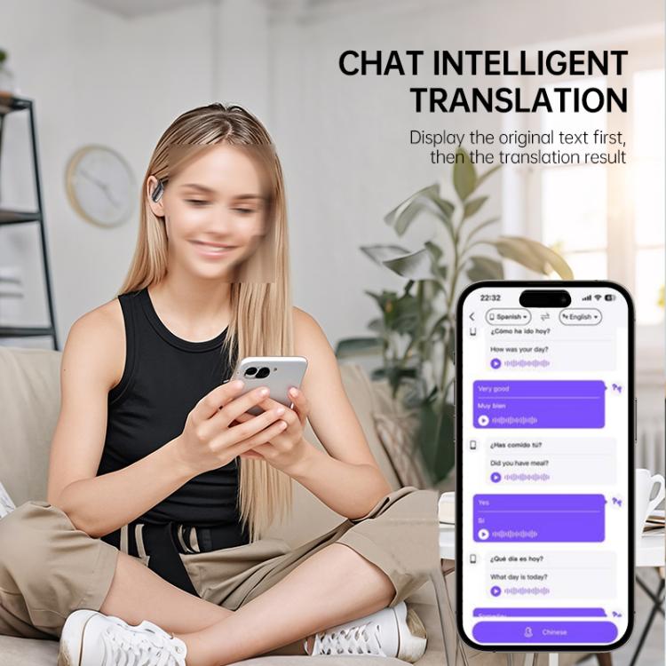 144 Languages AI Smart Translation Bluetooth Earphones With Digital Display Charging Case(Black) -  by buy2fix | Online Shopping UK | buy2fix