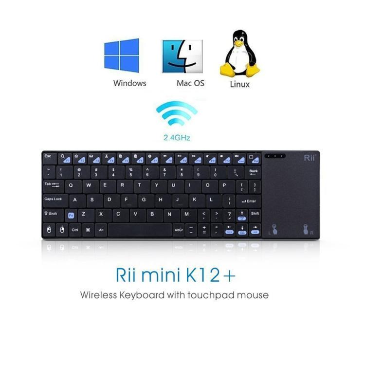 Rii K12+ Office Computer Notebook Silent 2.4GHz Wireless Mini Keyboard(Black) - Wireless Keyboard by Rii | Online Shopping UK | buy2fix