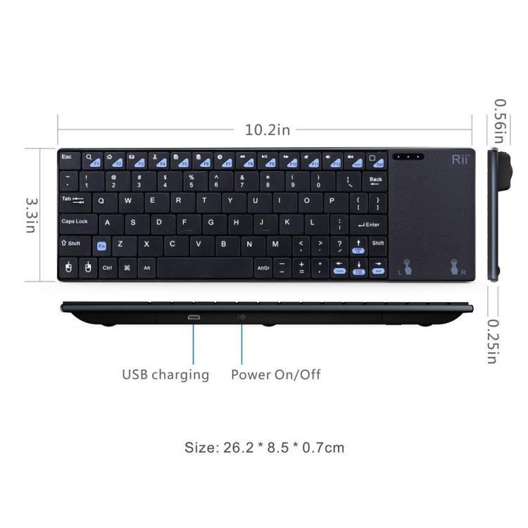 Rii K12+ Office Computer Notebook Silent 2.4GHz Wireless Mini Keyboard(Black) - Wireless Keyboard by Rii | Online Shopping UK | buy2fix