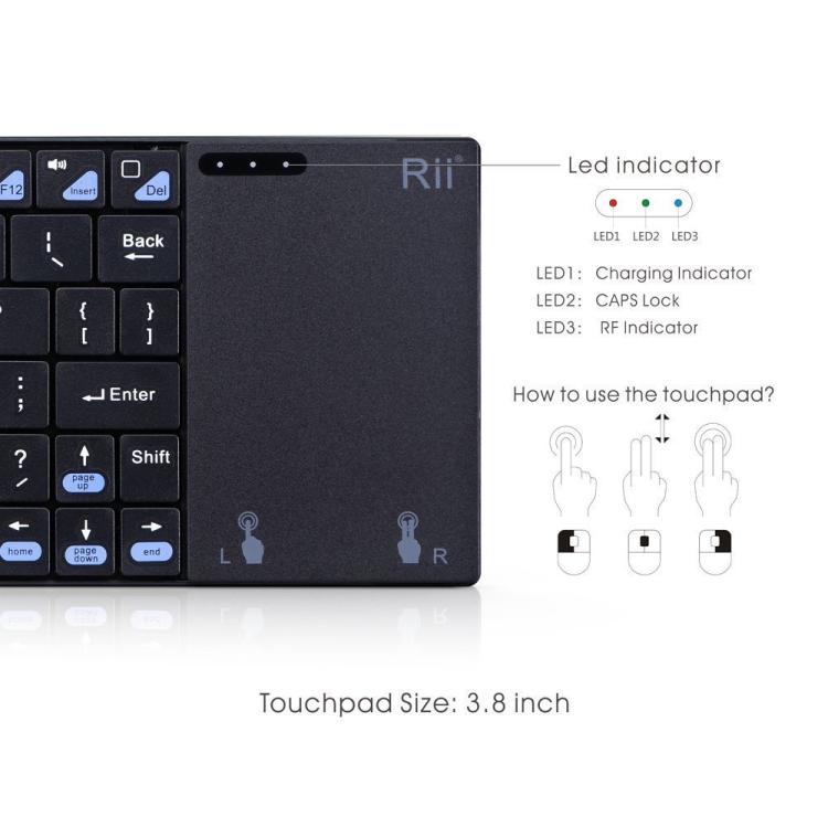 Rii K12+ Office Computer Notebook Silent 2.4GHz Wireless Mini Keyboard(Black) - Wireless Keyboard by Rii | Online Shopping UK | buy2fix