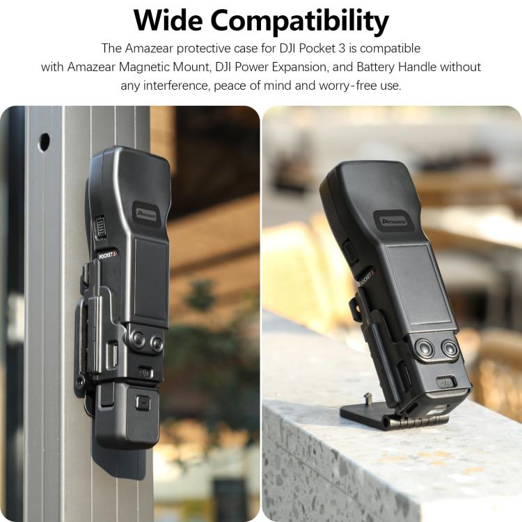 For DJI Osmo Pocket 3 Amazear Protective Case All-in-One Anti-Scratch Cover with Built-in Filter Slot(Black) - Case & Bags by Amazear | Online Shopping UK | buy2fix