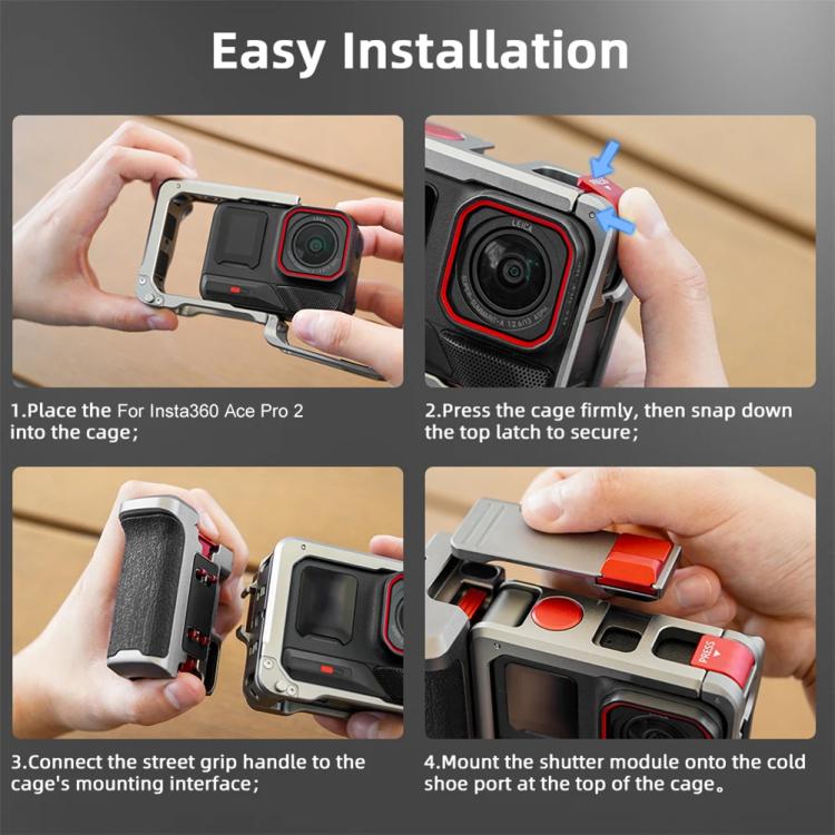 For Insta360 Ace Pro 2 / Ace Pro Flymile Xplorer Grip Kit Street Photography Handle Metal Cage Case(AC2013) - Case & Bags by Flymile | Online Shopping UK | buy2fix