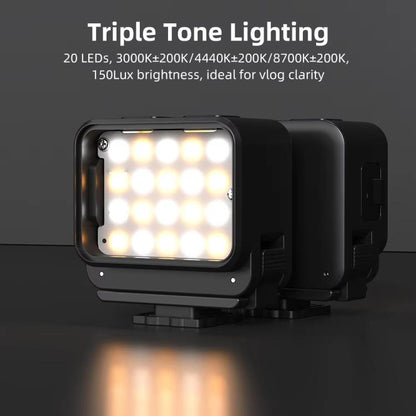 For DJI Action 5 Pro/ Action 4 Flymile 20 LEDs Magnetic Fill Light Rechargeable Video Light 3000K/4440K/8700K Adjustable(Black) - Other by Flymile | Online Shopping UK | buy2fix