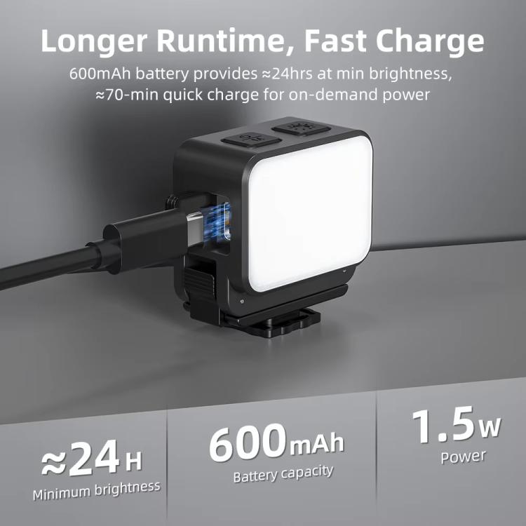 For DJI Action 5 Pro/ Action 4 Flymile 20 LEDs Magnetic Fill Light Rechargeable Video Light 3000K/4440K/8700K Adjustable(Black) - Other by Flymile | Online Shopping UK | buy2fix