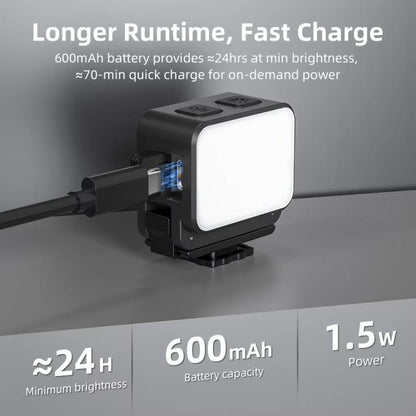 For DJI Action 5 Pro/ Action 4 Flymile 20 LEDs Magnetic Fill Light Rechargeable Video Light 3000K/4440K/8700K Adjustable(Black) - Other by Flymile | Online Shopping UK | buy2fix