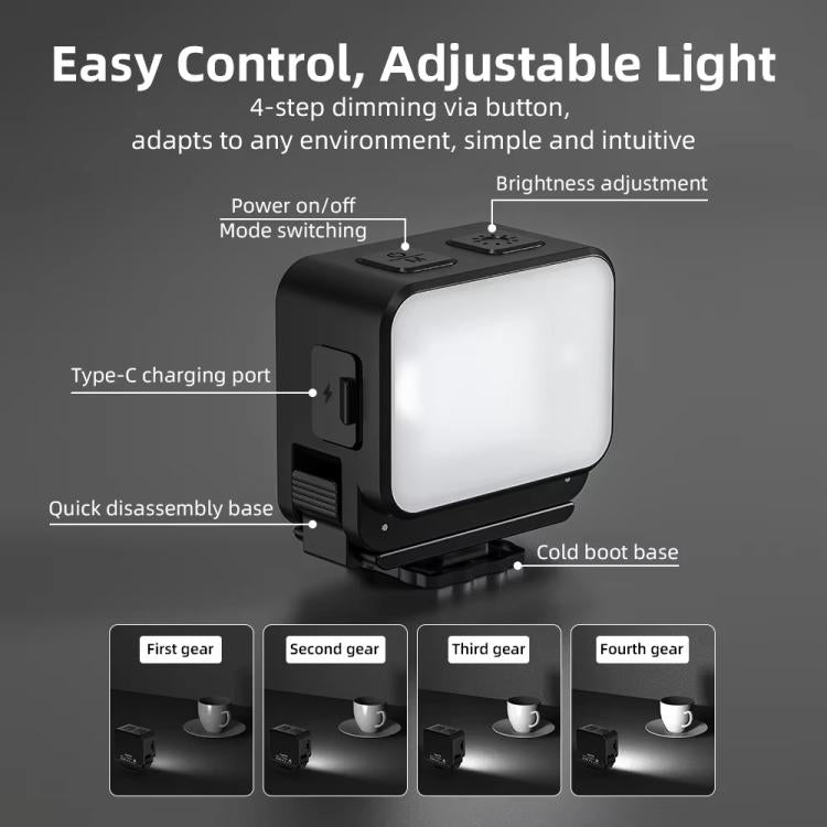 For DJI Action 5 Pro/ Action 4 Flymile 20 LEDs Magnetic Fill Light Rechargeable Video Light 3000K/4440K/8700K Adjustable(Black) - Other by Flymile | Online Shopping UK | buy2fix