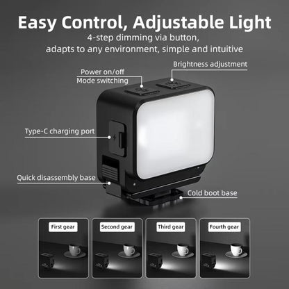 For DJI Action 5 Pro/ Action 4 Flymile 20 LEDs Magnetic Fill Light Rechargeable Video Light 3000K/4440K/8700K Adjustable(Black) - Other by Flymile | Online Shopping UK | buy2fix
