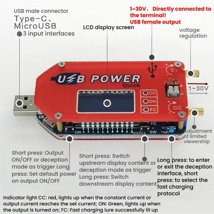 DP3A USB 15W Adjustable Power Supply Module LCD Display Mobile Boost Cable - Other Accessories by buy2fix | Online Shopping UK | buy2fix