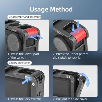 For DJI Action 5 Pro/Action 4/Action 3 Flymile Aluminum Alloy Camera Cage Protective Metal Frame(Metal Color) - Protection Frame by Flymile | Online Shopping UK | buy2fix