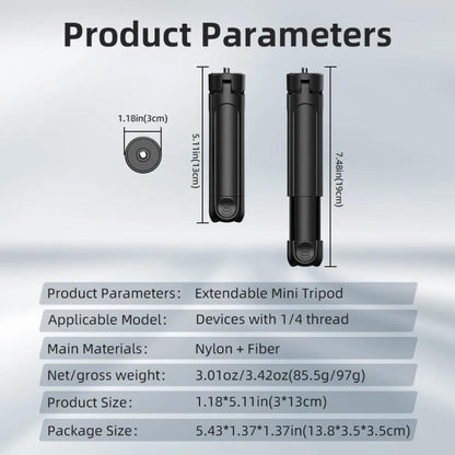 Flymile Extendable Mini Tripod With 1/4-Inch Screw For Action Cameras Phone Clip Set - Mount & Holder by Flymile | Online Shopping UK | buy2fix