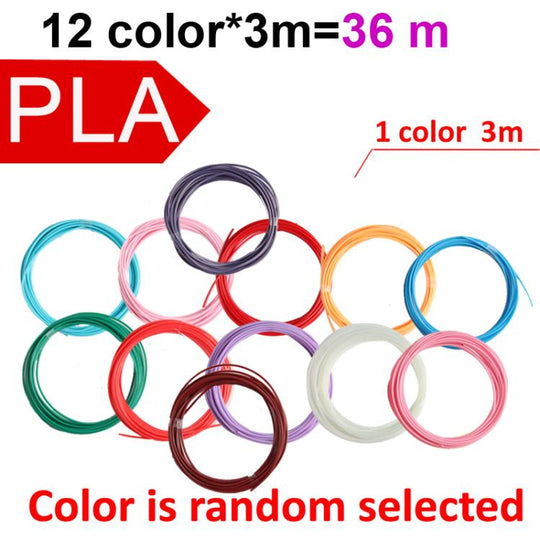 36m 12 Colors x 3m PLA 3D Printer Filament 1.75mm Multicolor Filament Bundle for 3D Pen & Crafting