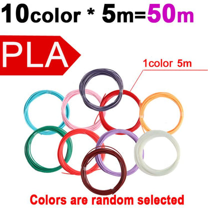 50m 10 Colors x 5m PLA 3D Printer Filament 1.75mm Multicolor Filament Bundle for 3D Pen & Crafting - Consumables by buy2fix | Online Shopping UK | buy2fix