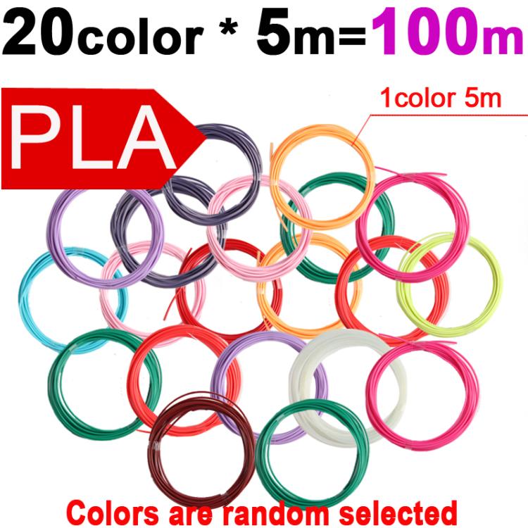 100m 20 Colors x 5m PLA 3D Printer Filament 1.75mm Multicolor Filament Bundle for 3D Pen & Crafting - Consumables by buy2fix | Online Shopping UK | buy2fix