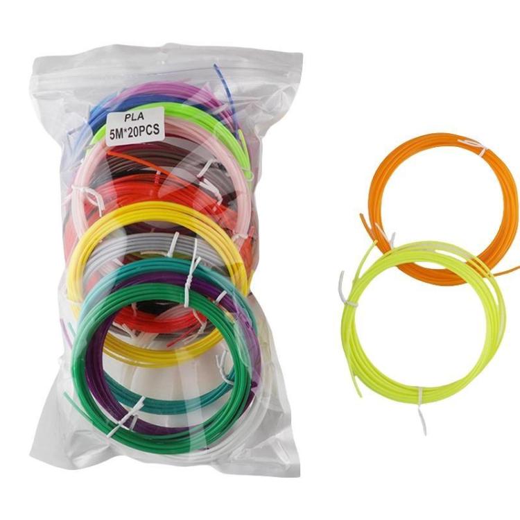 60m 20 Colors x 3m PLA 3D Printer Filament 1.75mm Multicolor Filament Bundle for 3D Pen & Crafting - Consumables by buy2fix | Online Shopping UK | buy2fix