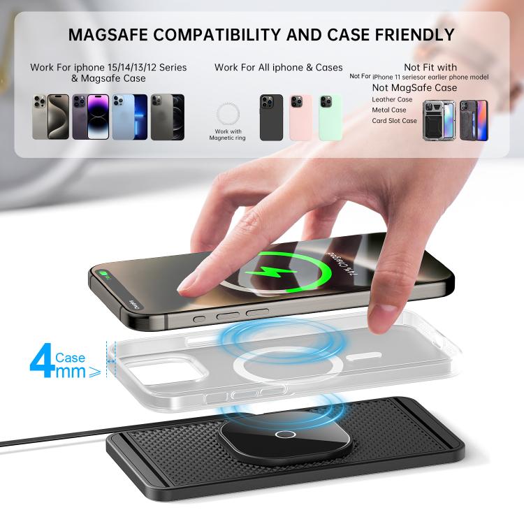 Car Magnetic Avoid Camera Wireless Charging Anti-slip Pad(TYPE-C Interface 1m) - Wireless Charging Pads by buy2fix | Online Shopping UK | buy2fix