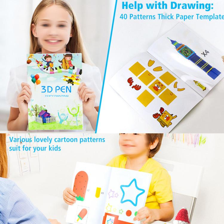 22 Pictures Small 3D Printing Pen High Low Temperature Compatible Drawing Book With Tracing Board - Parts by buy2fix | Online Shopping UK | buy2fix