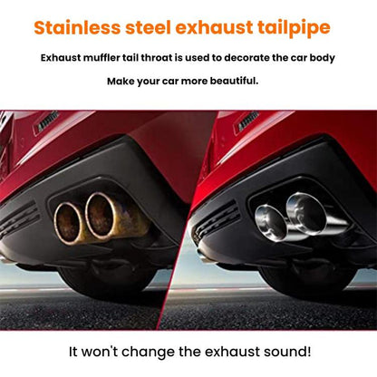 76MM Automotive Stainless Steel Double-layer Muffler Exhaust Pipe(Silver) - Exhaust Pipes by buy2fix | Online Shopping UK | buy2fix