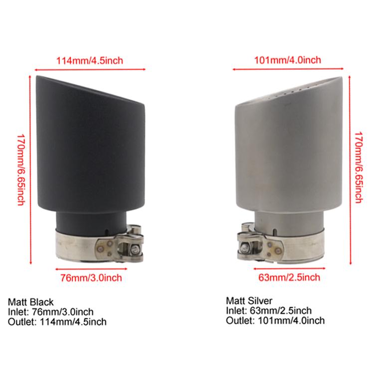 Car Inclined Stainless Steel Muffler Exhaust Pipe, Size: 76x114mm Black - Exhaust Pipes by buy2fix | Online Shopping UK | buy2fix