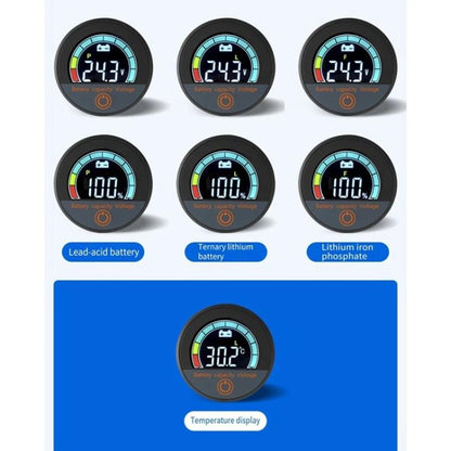 DC 8-100V Lithium Lead-acid Battery Circular Digital Display Meter, Specification: Embedded Installation - Electrical Instruments by buy2fix | Online Shopping UK | buy2fix