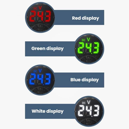 LED Digital Display Circular Voltage Meter, Color: Blue DC 7-120V - Clocks & Car Meters by buy2fix | Online Shopping UK | buy2fix