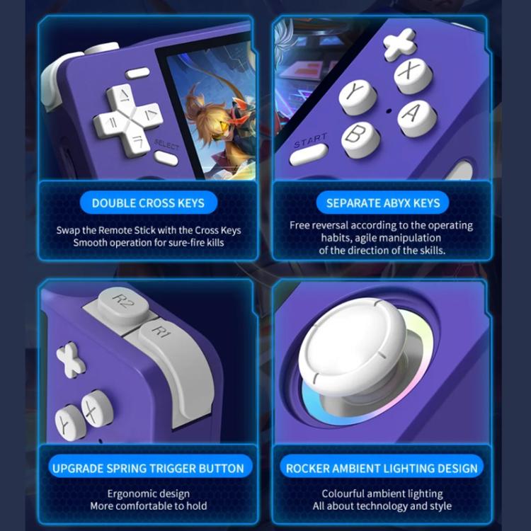 XF35H 3.5-Inch Retro Handheld Game Console With Linux System And RGB Light Pocket Video Game Player 128G(Transparent Black) - Pocket Console by buy2fix | Online Shopping UK | buy2fix