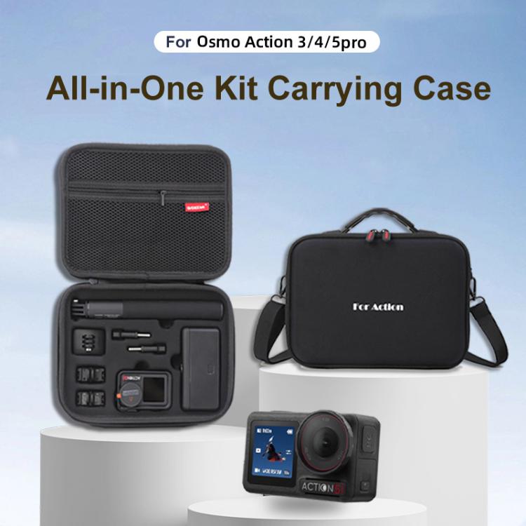 Carrying Case For DJI Action 5 Pro /Action 4 / Action 3 All-in-One Kit Durable Shoulder & Hand Carry Bag(Black) - Case & Bags by buy2fix | Online Shopping UK | buy2fix