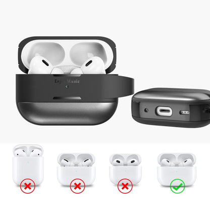 For AirPods Pro 2 AhaStyle WG75-PRO2 TPU Aluminum Alloy Split Scratch-Resistant Protective Case(Black) - For AirPods Pro 2 by AhaStyle | Online Shopping UK | buy2fix