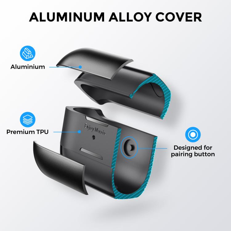 For AirPods Pro 2 AhaStyle WG75-PRO2 TPU Aluminum Alloy Split Scratch-Resistant Protective Case(Black) - For AirPods Pro 2 by AhaStyle | Online Shopping UK | buy2fix