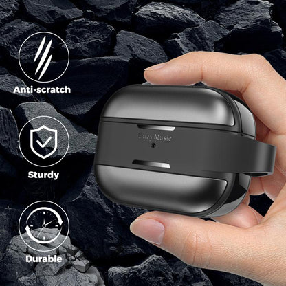 For AirPods Pro 2 AhaStyle WG75-PRO2 TPU Aluminum Alloy Split Scratch-Resistant Protective Case(Black) - For AirPods Pro 2 by AhaStyle | Online Shopping UK | buy2fix