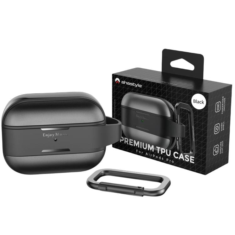 For AirPods Pro 2 AhaStyle WG75-PRO2 TPU Aluminum Alloy Split Scratch-Resistant Protective Case(Black) - For AirPods Pro 2 by AhaStyle | Online Shopping UK | buy2fix