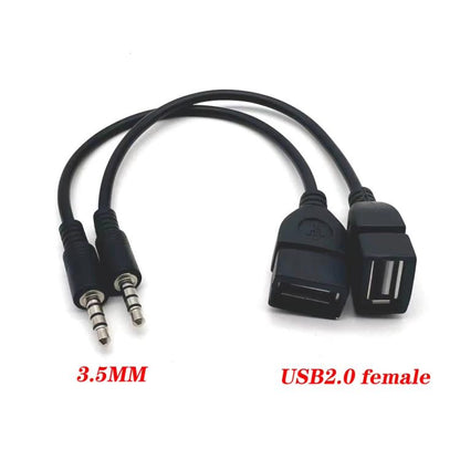 10pcs 3.5mm Male Round Head To USB 2.0 Female USB Disk Car MP3 Data Transmission Cable(Black) - DIY Cables by buy2fix | Online Shopping UK | buy2fix