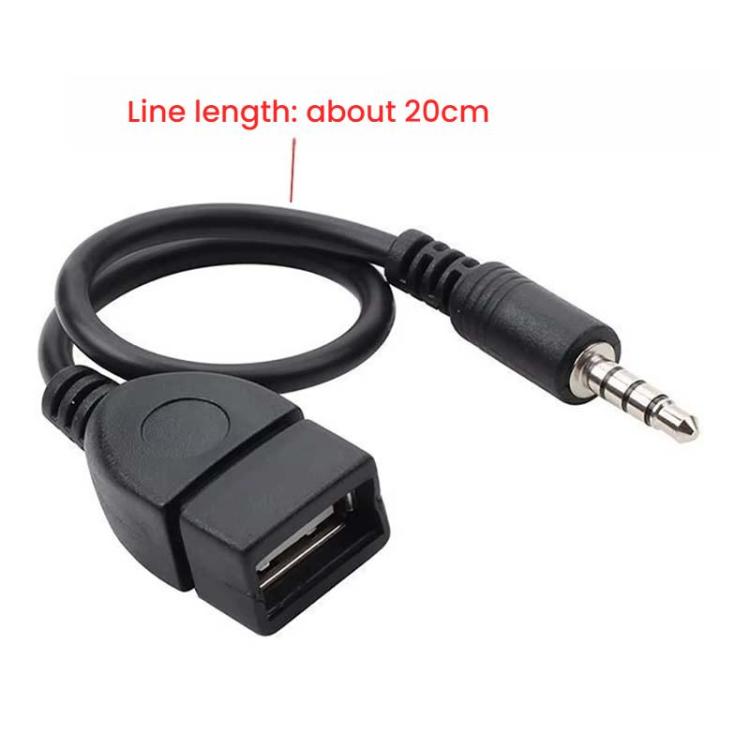 10pcs 3.5mm Male Round Head To USB 2.0 Female USB Disk Car MP3 Data Transmission Cable(Black) - DIY Cables by buy2fix | Online Shopping UK | buy2fix