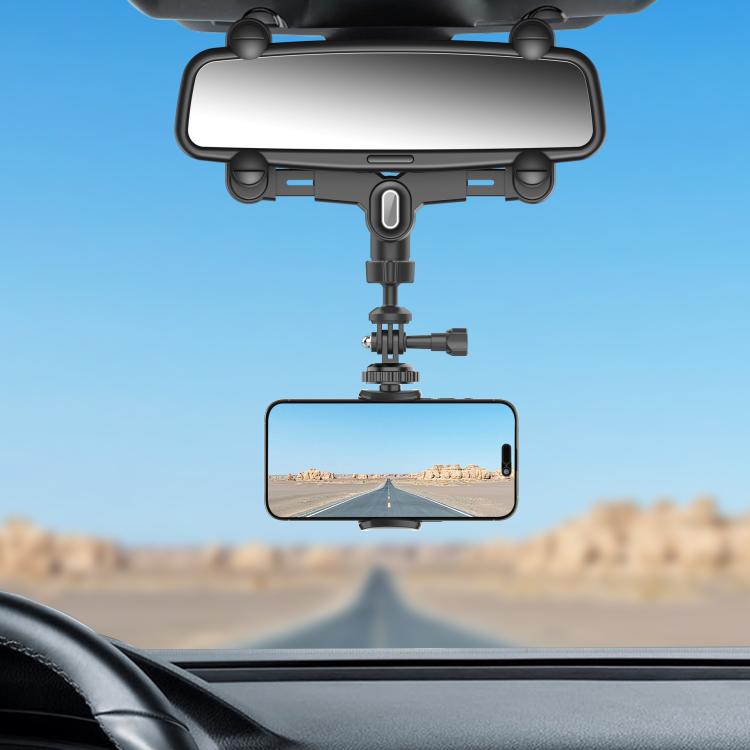Car Rearview Mirror Bracket Camera Mobile Phone Fixing Base Accessories(With Phone Clip) - Universal Car Holders by buy2fix | Online Shopping UK | buy2fix