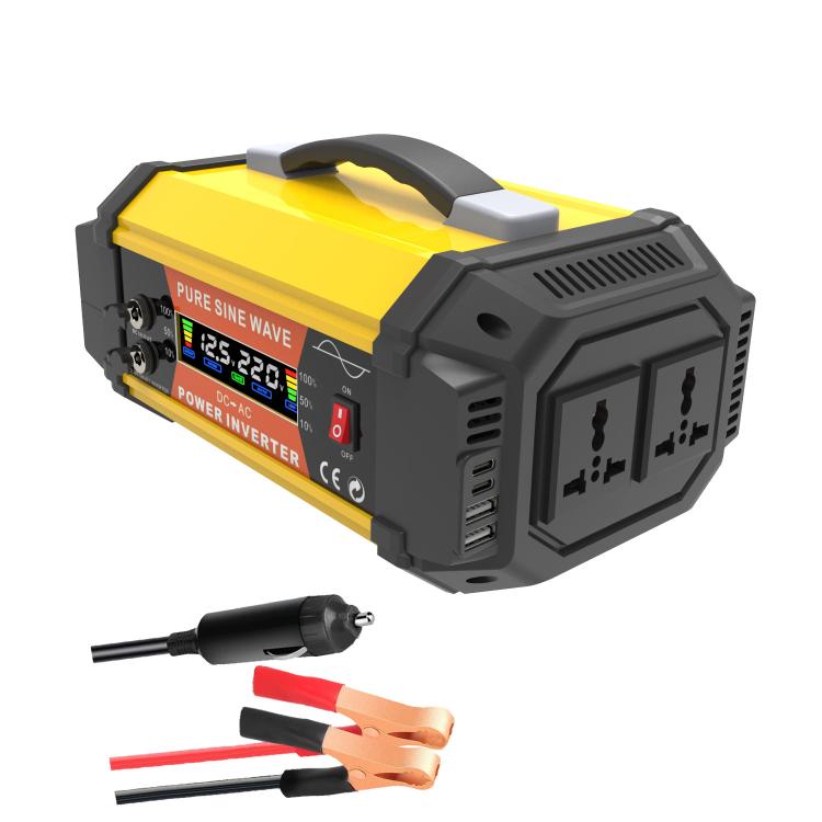 Gurxun Pure Sine Wave Inverter With Dual AC Outlets 2 USB + 2 Type-C Ports Car Power Converter, Spec: PQ1000W Universal Socket 12V To 220V - Pure Sine Wave by Gurxun | Online Shopping UK | buy2fix