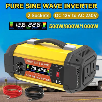 Gurxun Pure Sine Wave Inverter With Dual AC Outlets 2 USB + 2 Type-C Ports Car Power Converter, Spec: PQ1000W EU Plug - Pure Sine Wave by Gurxun | Online Shopping UK | buy2fix