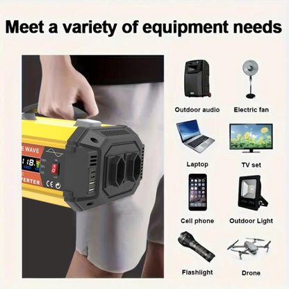 Gurxun Pure Sine Wave Inverter With Dual AC Outlets 2 USB + 2 Type-C Ports Car Power Converter, Spec: PQ1000W Universal Socket 12V To 220V - Pure Sine Wave by Gurxun | Online Shopping UK | buy2fix