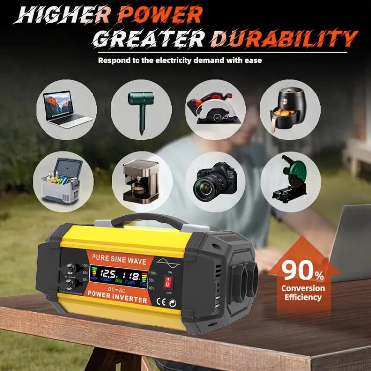 Gurxun Pure Sine Wave Inverter With Dual AC Outlets 2 USB + 2 Type-C Ports Car Power Converter, Spec: PQ800W EU Plug - Pure Sine Wave by Gurxun | Online Shopping UK | buy2fix