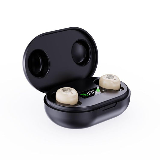 Wireless Invisible Hearing Aid With Digital Display Charging Case & Touch Control Skin Color+Black Case - Hearing Aids by buy2fix | Online Shopping UK | buy2fix