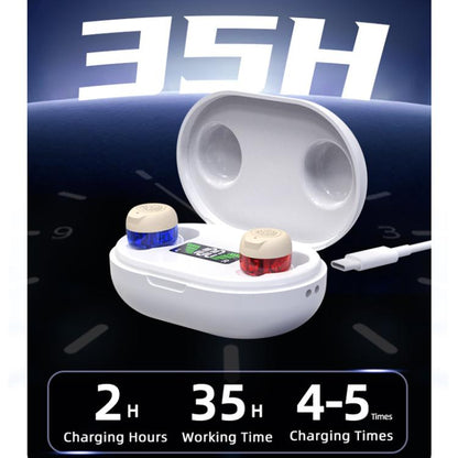 Wireless Invisible Hearing Aid With Digital Display Charging Case & Touch Control White+White - Hearing Aids by buy2fix | Online Shopping UK | buy2fix
