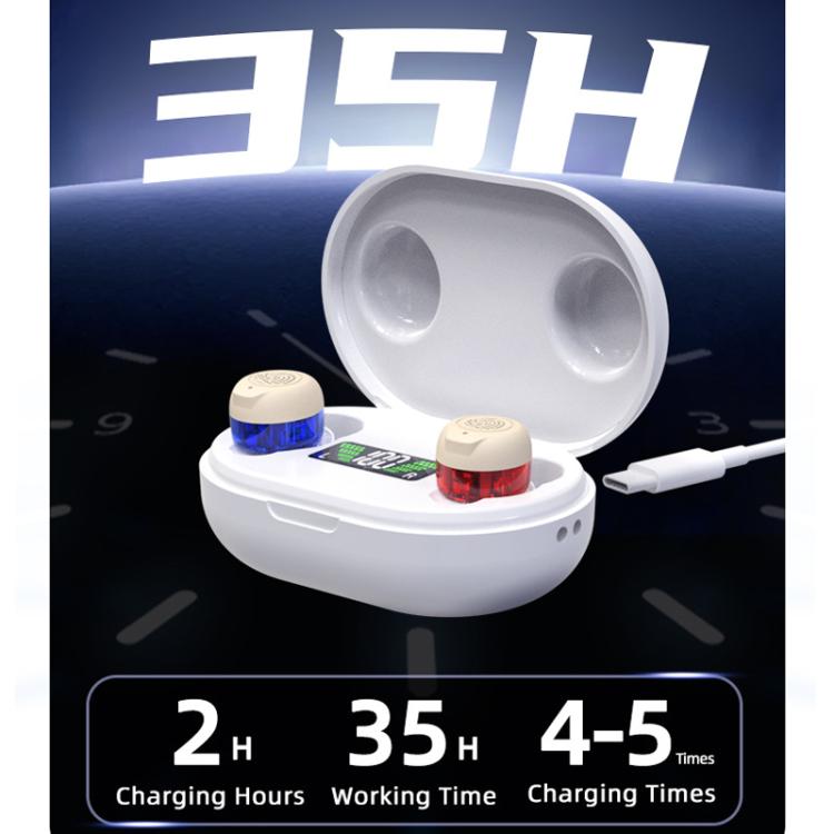 Wireless Invisible Hearing Aid With Digital Display Charging Case & Touch Control White+Black Case - Hearing Aids by buy2fix | Online Shopping UK | buy2fix