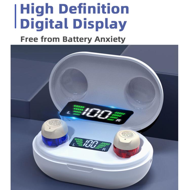 Wireless Invisible Hearing Aid With Digital Display Charging Case & Touch Control White+Black Case - Hearing Aids by buy2fix | Online Shopping UK | buy2fix