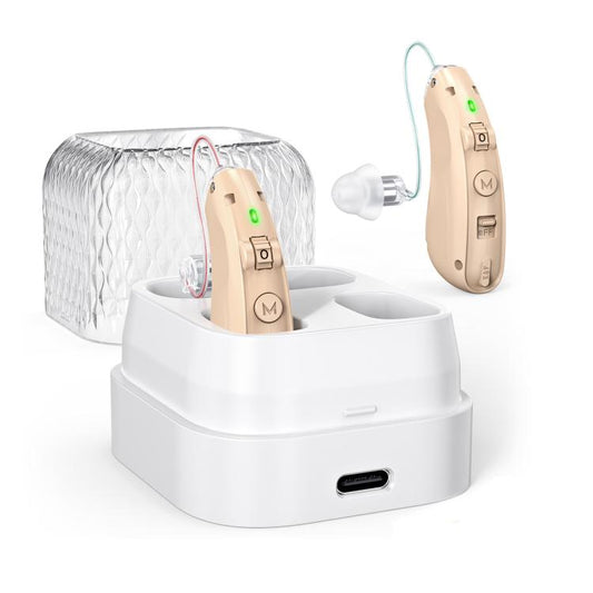 Behind-The-Ear Hearing Amplifier With Charging Case Sound Enhancer For Seniors(Skin Color) - Hearing Aids by buy2fix | Online Shopping UK | buy2fix