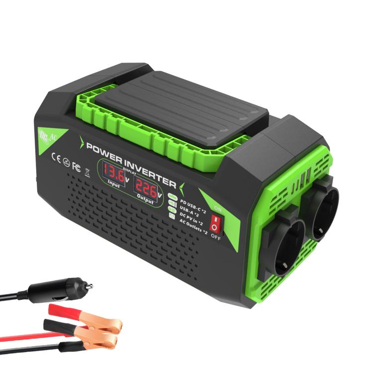 Gurxun Car Pure Sine Wave Inverter Dual AC Sockets + 2 USB + 2 Type-C Ports Outdoor Car Power Converter, Spec: 500W EU Plug - Pure Sine Wave by Gurxun | Online Shopping UK | buy2fix