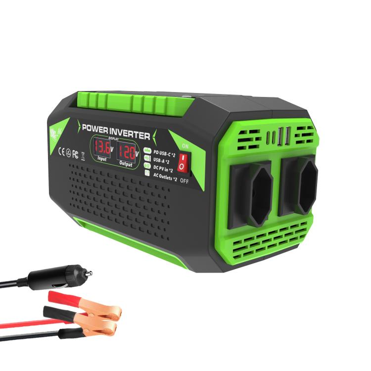 Gurxun Car Pure Sine Wave Inverter Dual AC Sockets + 2 USB + 2 Type-C Ports Outdoor Car Power Converter, Spec: 300W Brazil Plug 12V To 110V - Pure Sine Wave by Gurxun | Online Shopping UK | buy2fix