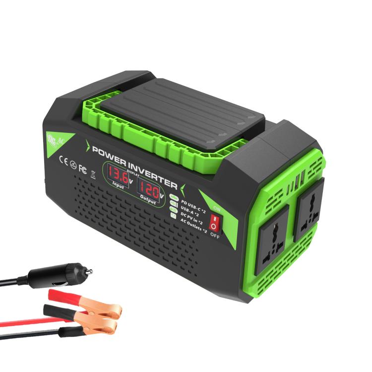 Gurxun Car Pure Sine Wave Inverter Dual AC Sockets + 2 USB + 2 Type-C Ports Outdoor Car Power Converter, Spec: 300W Universal Socket 12V To 110V - Pure Sine Wave by Gurxun | Online Shopping UK | buy2fix