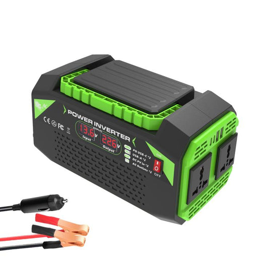Gurxun Car Pure Sine Wave Inverter Dual AC Sockets + 2 USB + 2 Type-C Ports Outdoor Car Power Converter, Spec: 300W Universal Socket 12V To 220V